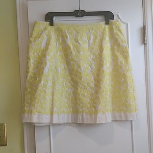 Linen-look Embroidered A-line skirt